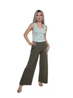 U Yaka Kalın Askılı Body Bol Paça Kadın Pantolon 2li Takım Akbeniz 4217 Su Yeşili